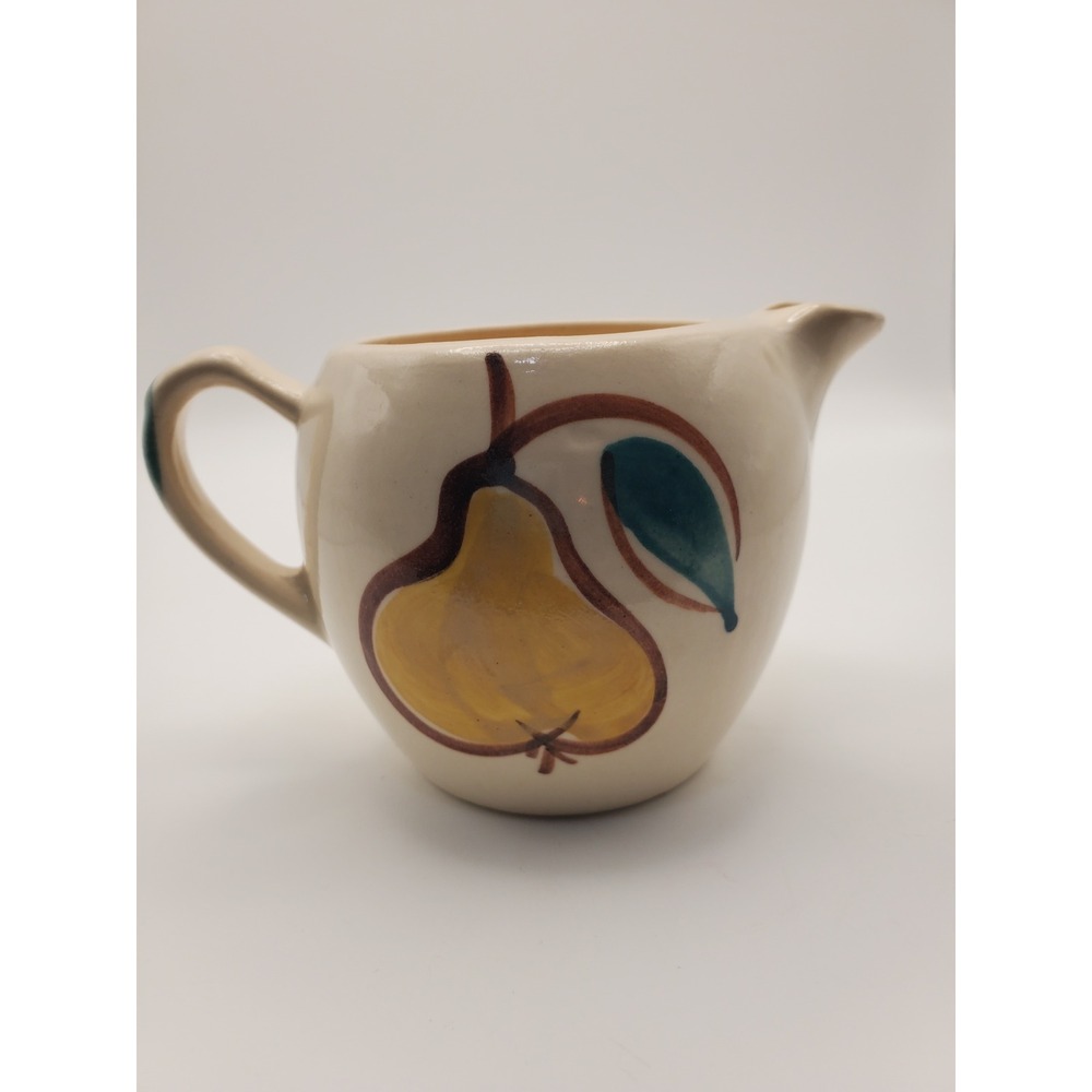 Vintage 1940s Purinton Pottery Hand-Painted Creamer - Apple & Pear Pattern